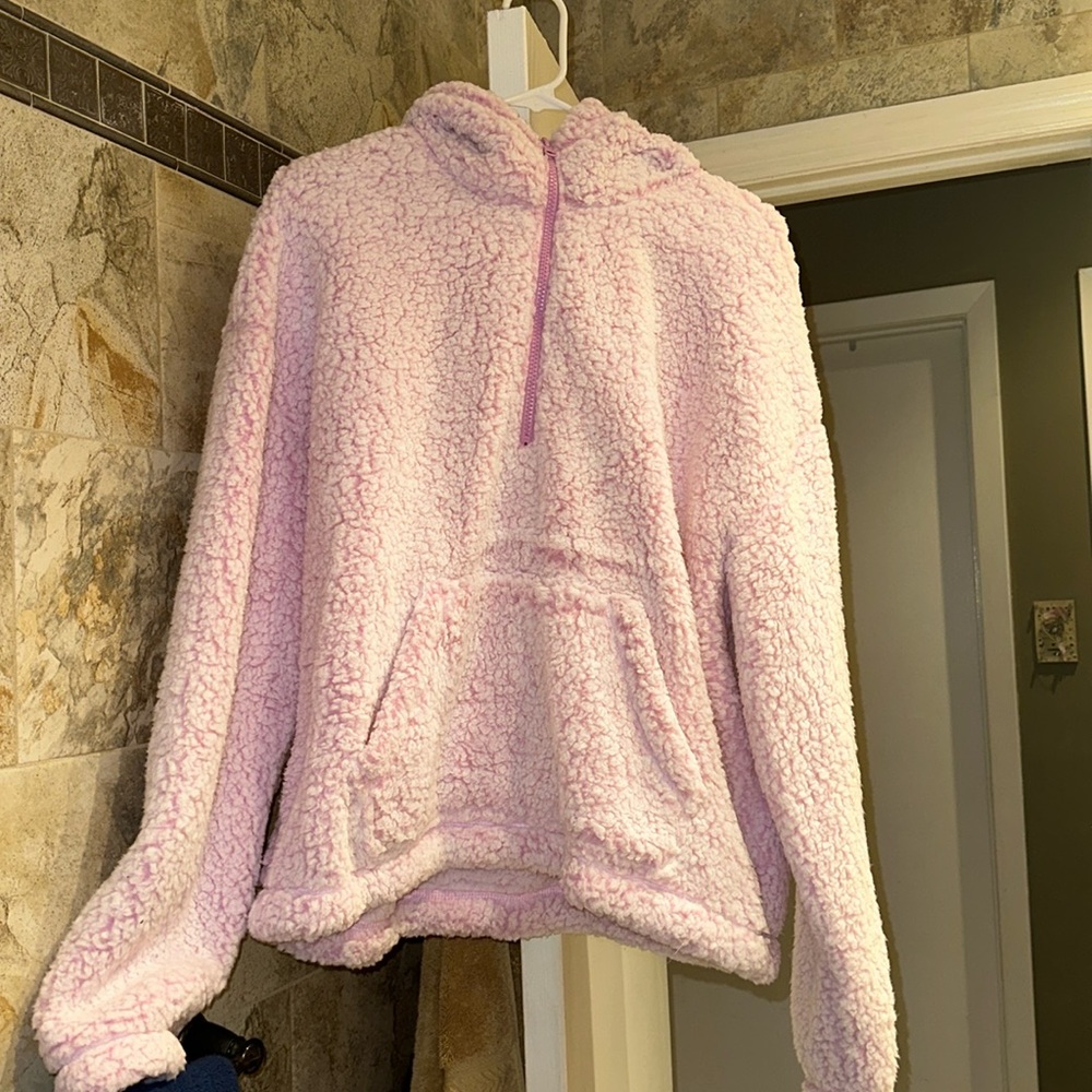 Comfy pink sherpa zip up
